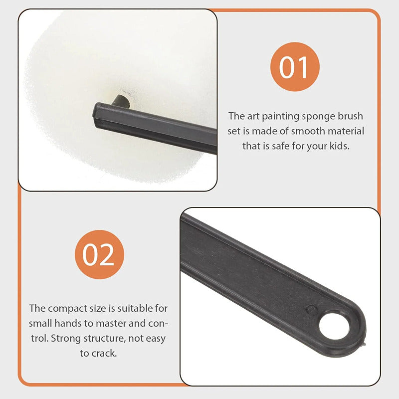 Kids Sponge Paint Roller Set – 12pcs Long-Handle Foam Painting Rollers for DIY Art & Doodling, Washable EVA Sponge Brushes for Toddler Creative Painting & Preschool Art Activities