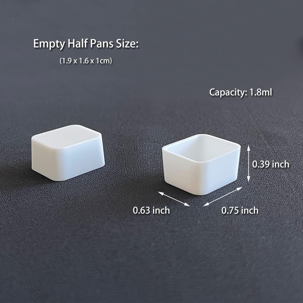 1.8ml empty watercolor half pans with size dimensions – fits standard tins and palettes