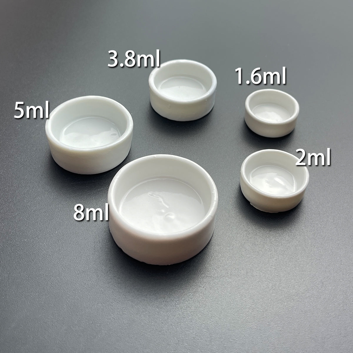 100Pcs Ceramic Watercolor Pan,1.6ML/2ML/3.8ML/5ML/8ML Round Pan for Watercolor, Small/ Large Ceramic Tray Palette for Watercolor Gouache Acrylic Oil Painting