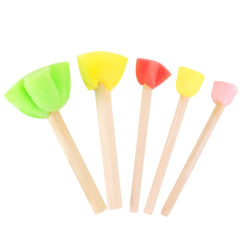 15Pcs(3 Sets) Kids Round Sponge Painting Stamps – Wooden Handle Foam Brushes for DIY Doodling, Stamping, and Early Learning Art, Washable & Reusable Craft Tools for Toddlers & Preschoolers