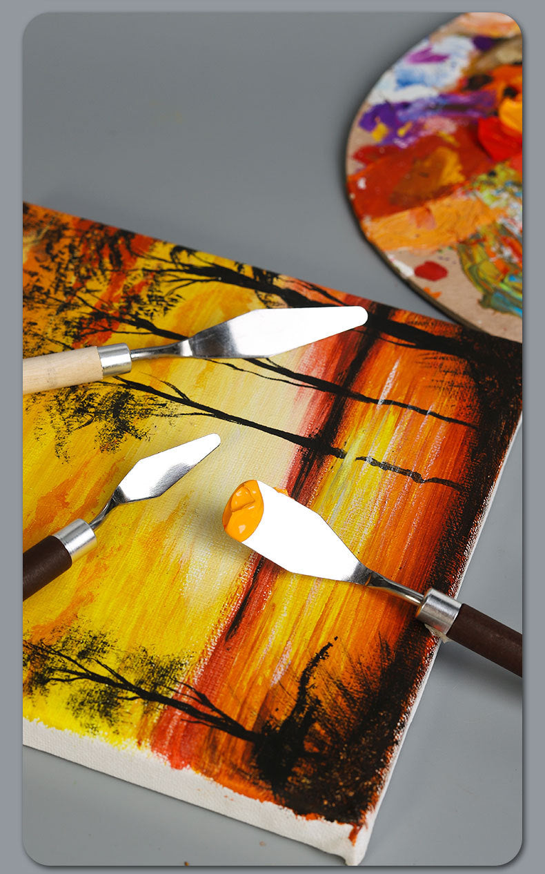 Artist Palette Knife Set – 5PCS Stainless Steel Painting Spatulas for Oil, Acrylic & Gouache, Perfect for Blending, Mixing & Impasto Art