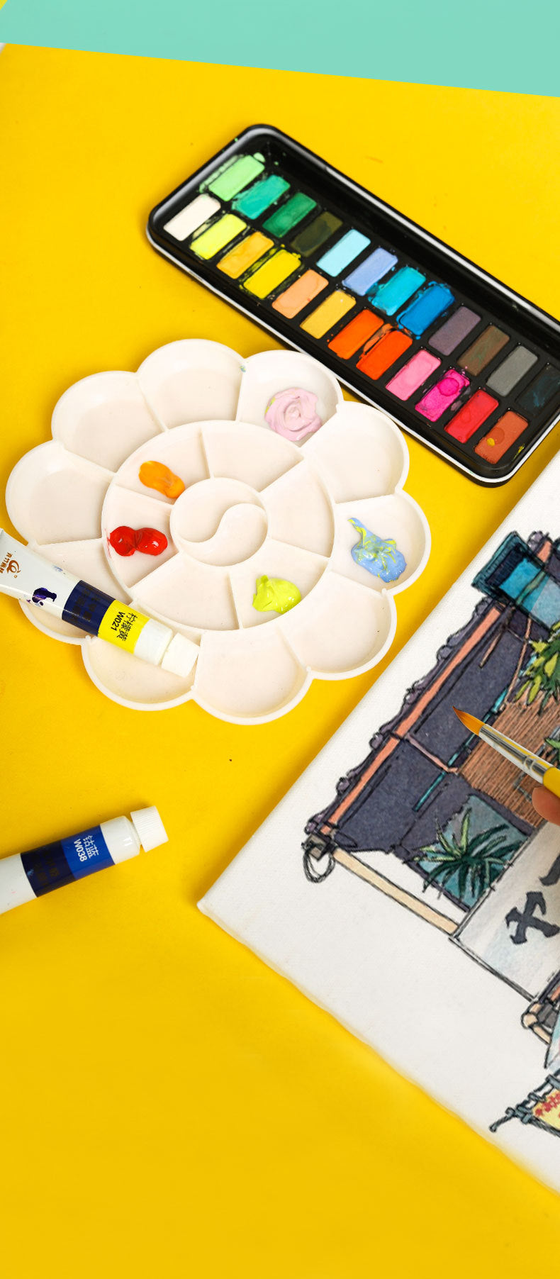 100Pcs/Set 18 Wells Paint Tray Palettes, Plastic Paint Pallets for Kids or Students to Paints on School Project or Art Class