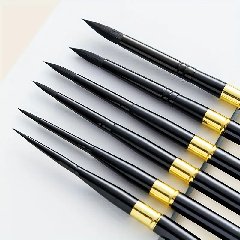 Artist Black Portable Watercolor Brush - Round Point Aluminum Penholder - Nylon Paint Brush Sketching Painting Removable Painting Pen Nail Art Pen