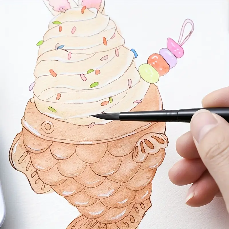 Artist Black Portable Watercolor Brush - Round Point Aluminum Penholder - Nylon Paint Brush Sketching Painting Removable Painting Pen Nail Art Pen