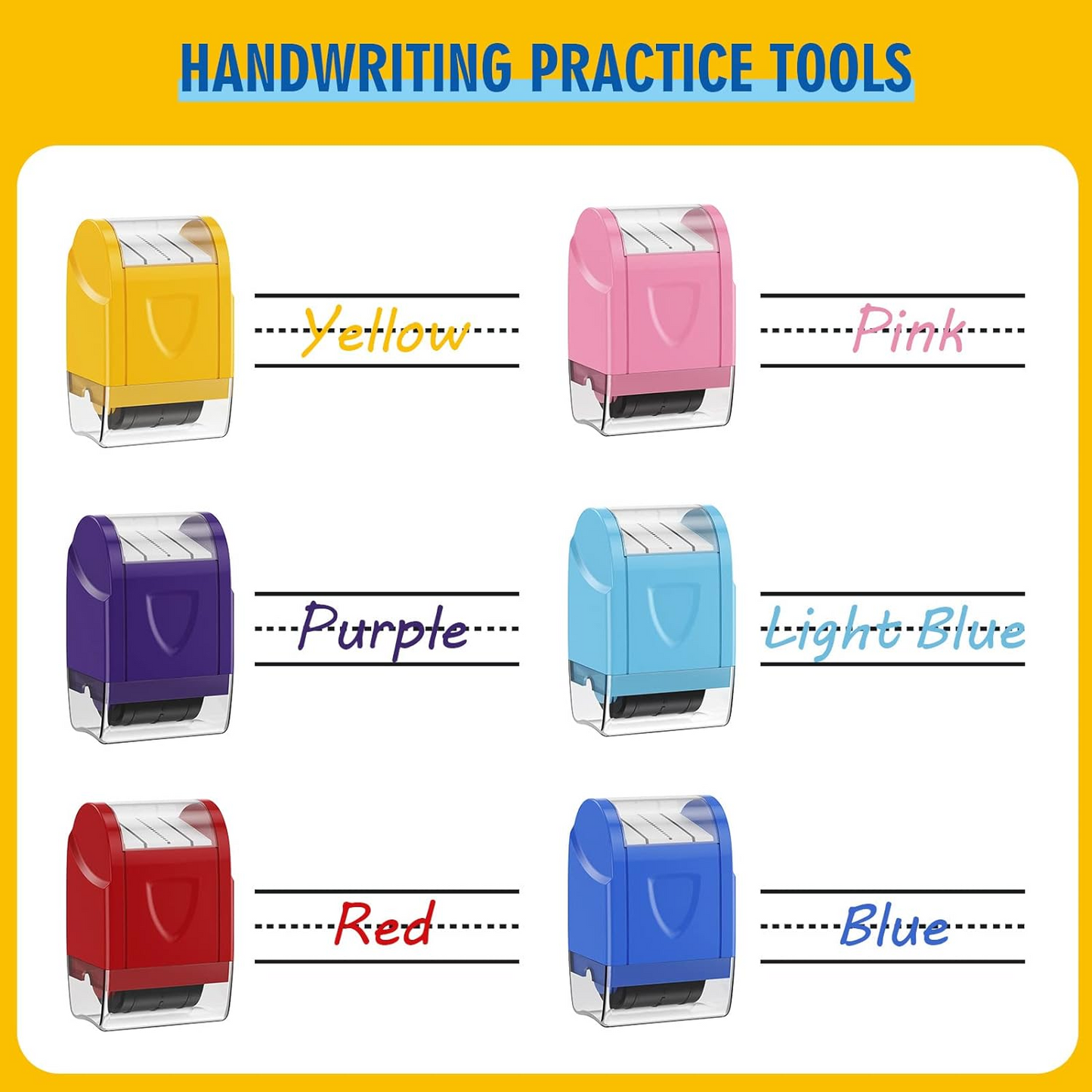Dashed Handwriting Lines Practice Roller Stamp Parents and Teachers Roller Self-Inking Line Rolling Stamps Handwriting Practice Tool
