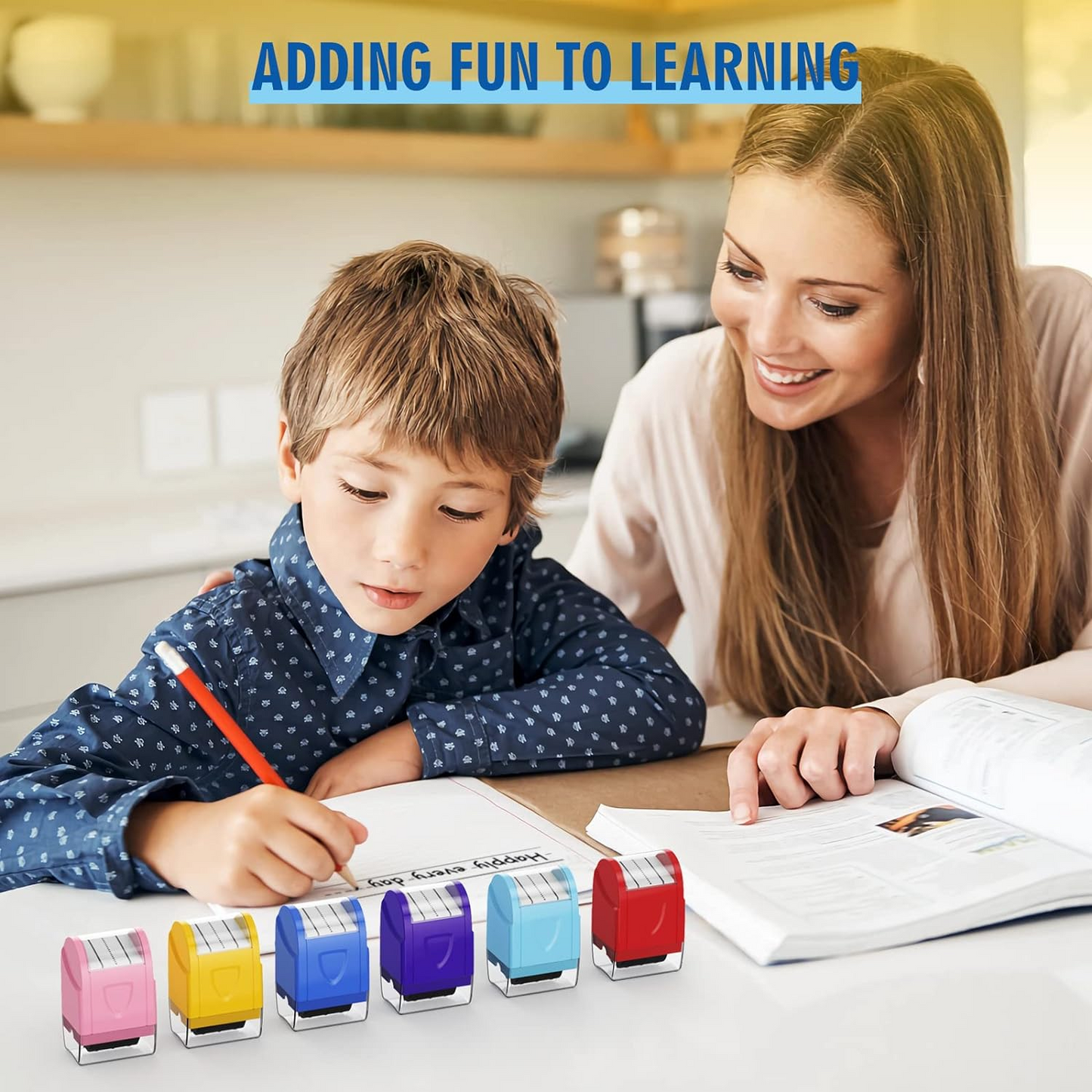 Dashed Handwriting Lines Practice Roller Stamp Parents and Teachers Roller Self-Inking Line Rolling Stamps Handwriting Practice Tool