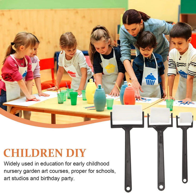 Kids Sponge Paint Roller Set – 12pcs Long-Handle Foam Painting Rollers for DIY Art & Doodling, Washable EVA Sponge Brushes for Toddler Creative Painting & Preschool Art Activities