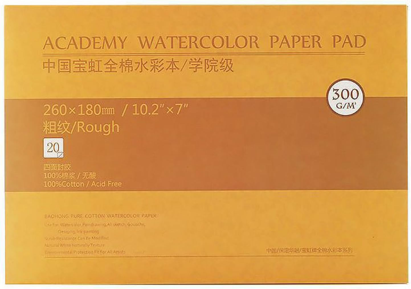 Acadamy 100% Cotton Watercolor Pads – Cold Press, Hot Press & Rough Grain – 140lb/300gsm – 20 Sheets for Painting & Drawing – Acid-Free, Art Paper – Ideal for Artists & Beginners