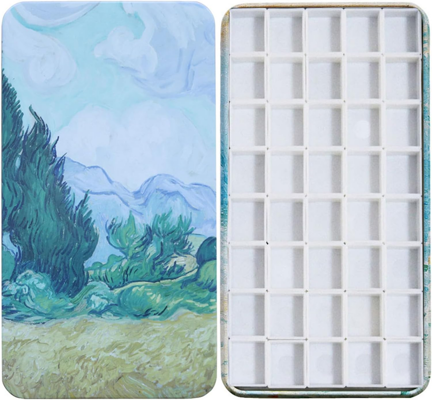 FCLUB Empty Watercolor Palette with Magnetic Pans,Paint Palette, Paint Tray Palettes, Painting Palette