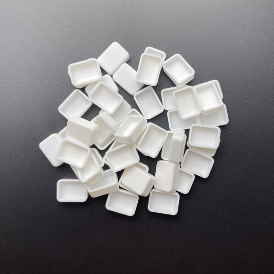 Bulk Rectangle 0.5ml Watercolor Pans (1000pcs or 5000pcs) – White & Clear Plastic Empty Pans for Handmade Paint Sellers and Travel Art Kits