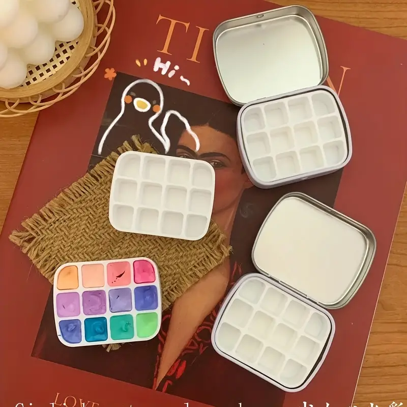 100pcs Connected 12-Well Plastic Watercolor Pans (1.6ml) – Empty Trays for DIY Handmade Paint Kits