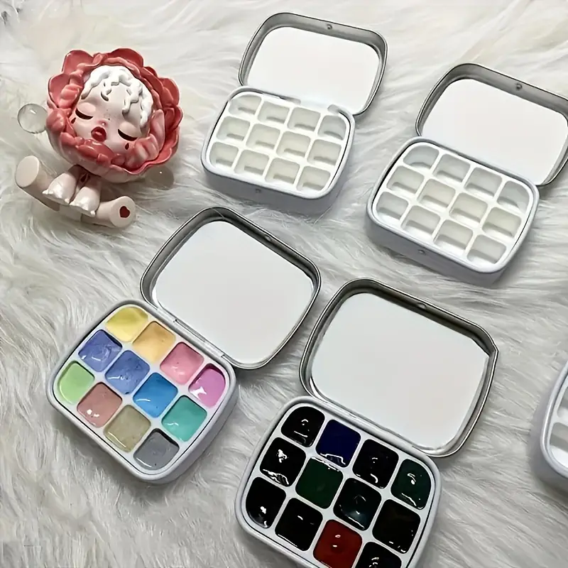 100pcs Connected 12-Well Plastic Watercolor Pans (1.6ml) – Empty Trays for DIY Handmade Paint Kits