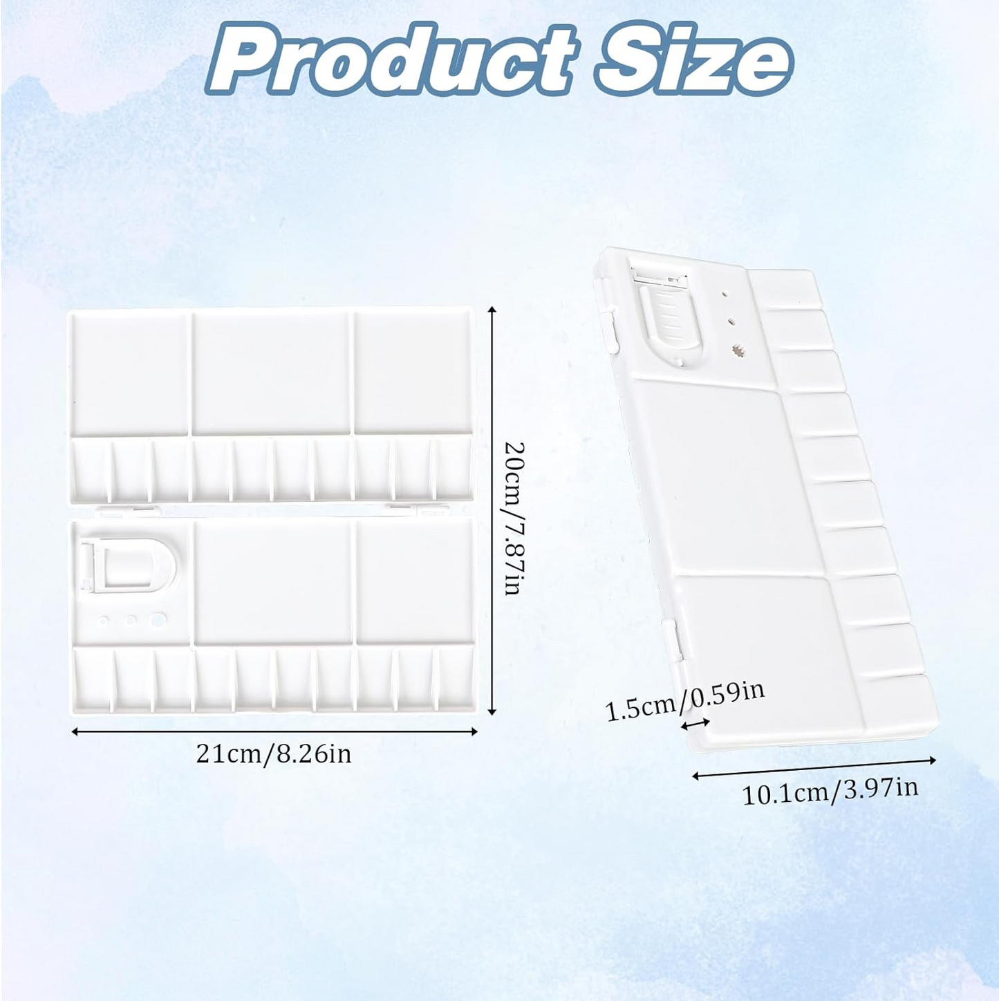 10Pcs Watercolor Palette Folding Paint Tray Plastic Painting Pallet with 25 Compartments, Thumbhole and Brush Holders, White