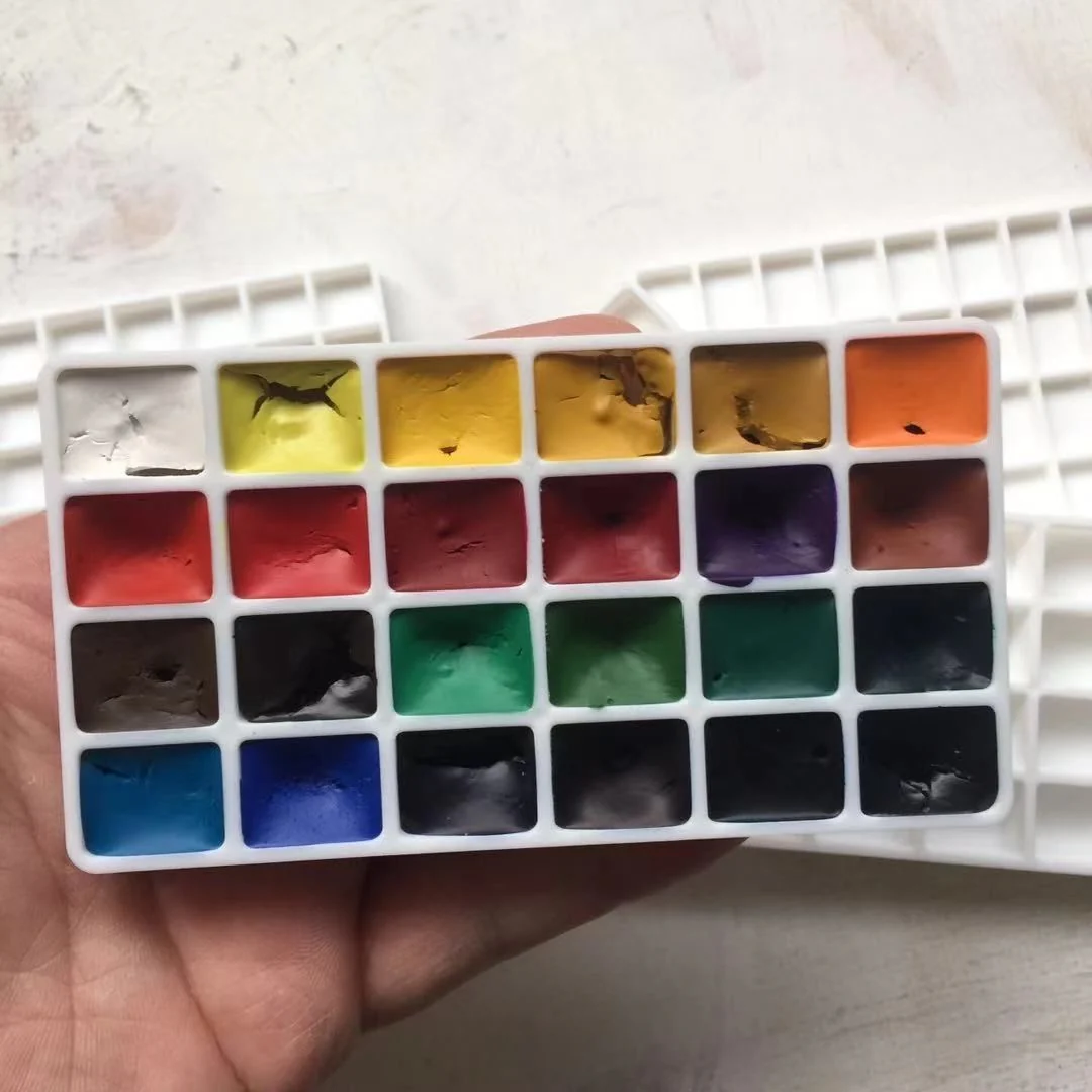 Bulk 12-Well Plastic Watercolor Pans – 1ml Connected Square & Rectangle Trays for DIY Paint Makers