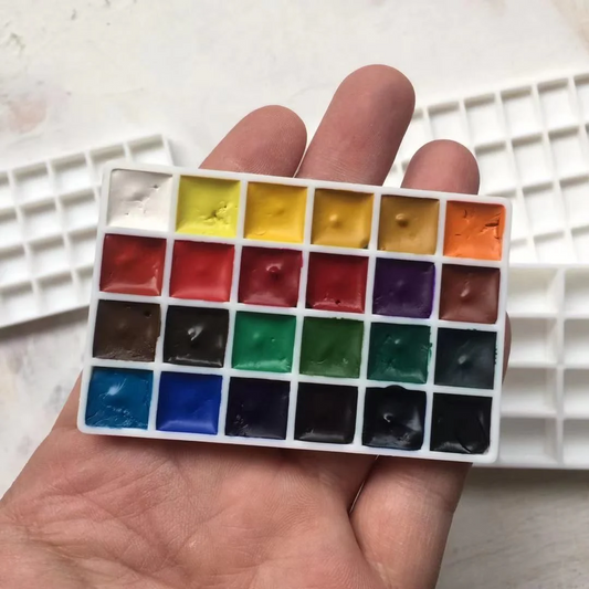 Bulk 12-Well Watercolor Pans – 1ml Connected Plastic Trays (1000–5000pcs) for Handmade Paint Studios, DIY Watercolor Kits & Art Supply Production