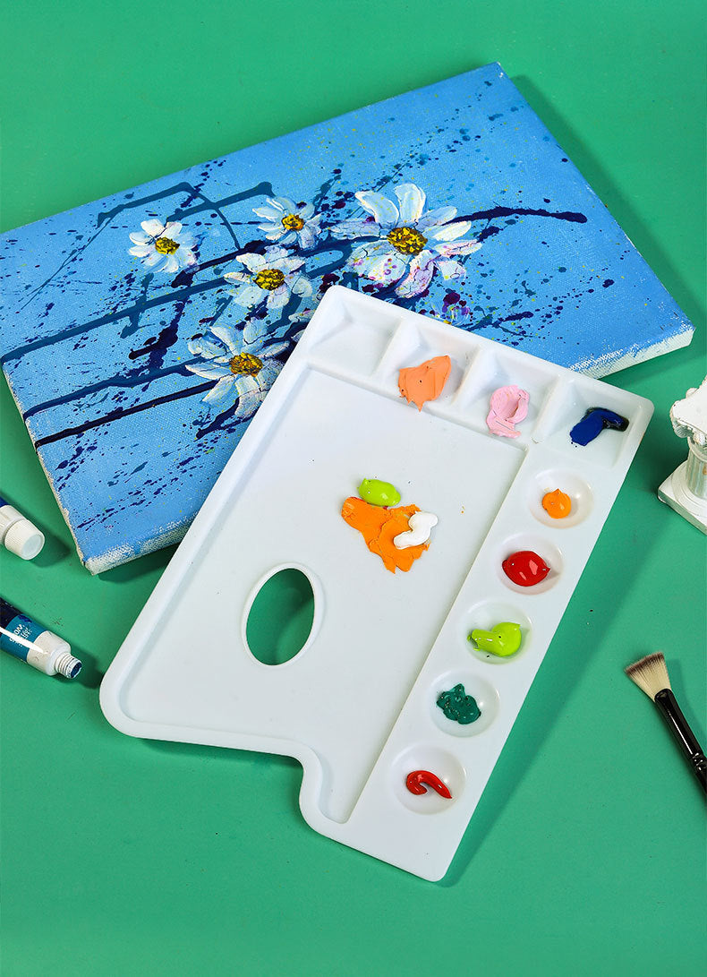3 Pack 9-Well Plastic Palette Watercolor Paint Tray Palettes for Oil, Watercolor and Acrylic Paints