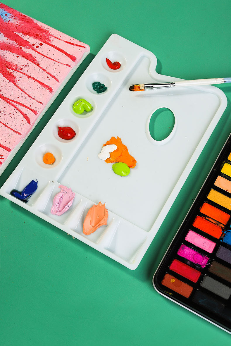 3 Pack 9-Well Plastic Palette Watercolor Paint Tray Palettes for Oil, Watercolor and Acrylic Paints