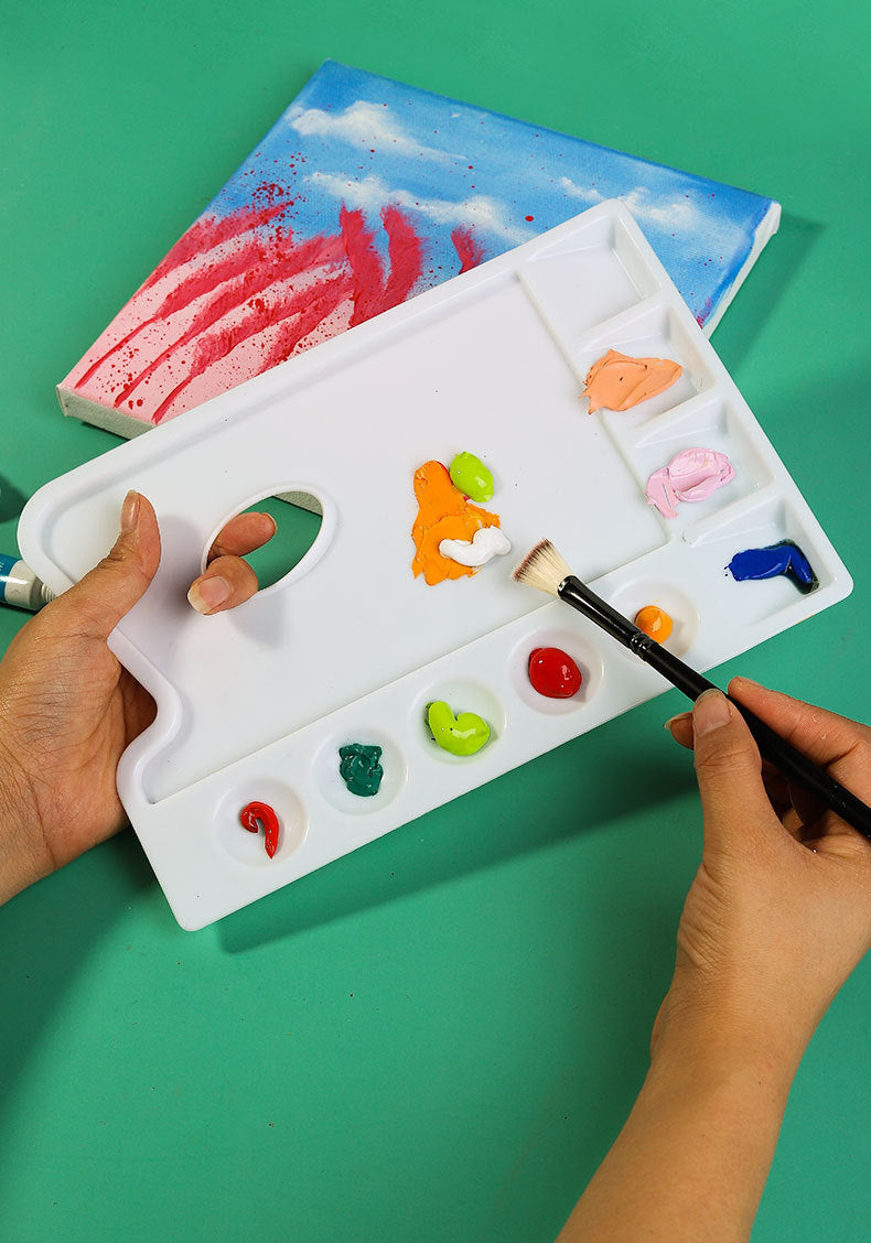 3 Pack 9-Well Plastic Palette Watercolor Paint Tray Palettes for Oil, Watercolor and Acrylic Paints
