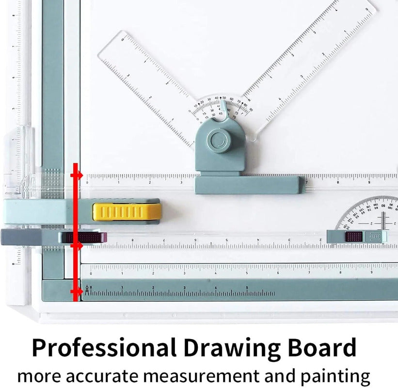 A3 Inch Drawing Board – Portable Drafting Table with T-Square, Parallel Motion Ruler, Adjustable Angle, Protractor & Clamps – Ideal for Architects, Engineers, Students & Technical Drawing