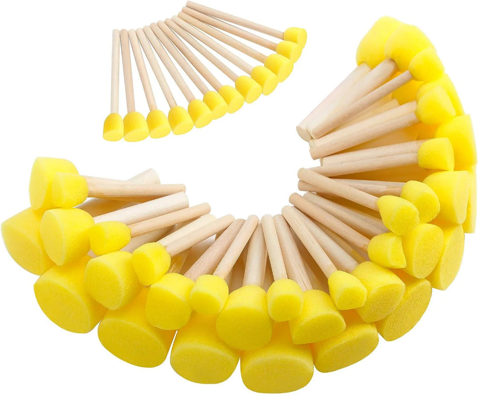 Children's Sponge Brushes Set of 6(24pcs), Mushroom Stamp Brushes for Toddler Painting, Wood Handle, Durable & Flexible Foam for Creative Crafting