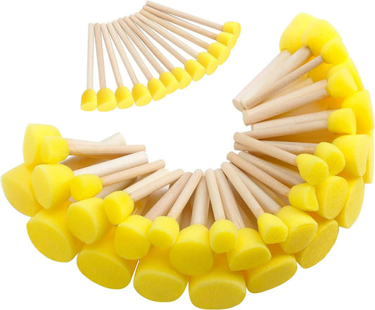 Children's Sponge Brushes Set of 6(24pcs), Mushroom Stamp Brushes for Toddler Painting, Wood Handle, Durable & Flexible Foam for Creative Crafting