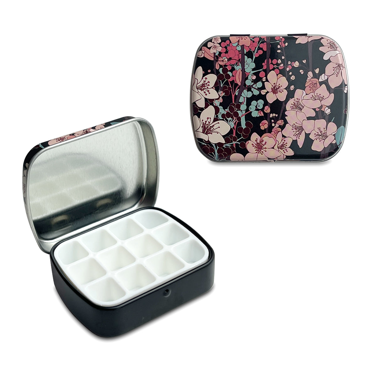 2.23 x1.76 x 0.55 inch 5Pcs 12 Wells Tiny Watercolor Palette, Travel Watercolor Tin, Small Tin Box, Cute Mini Palette Perfect For Travel, Mini Paint Set
