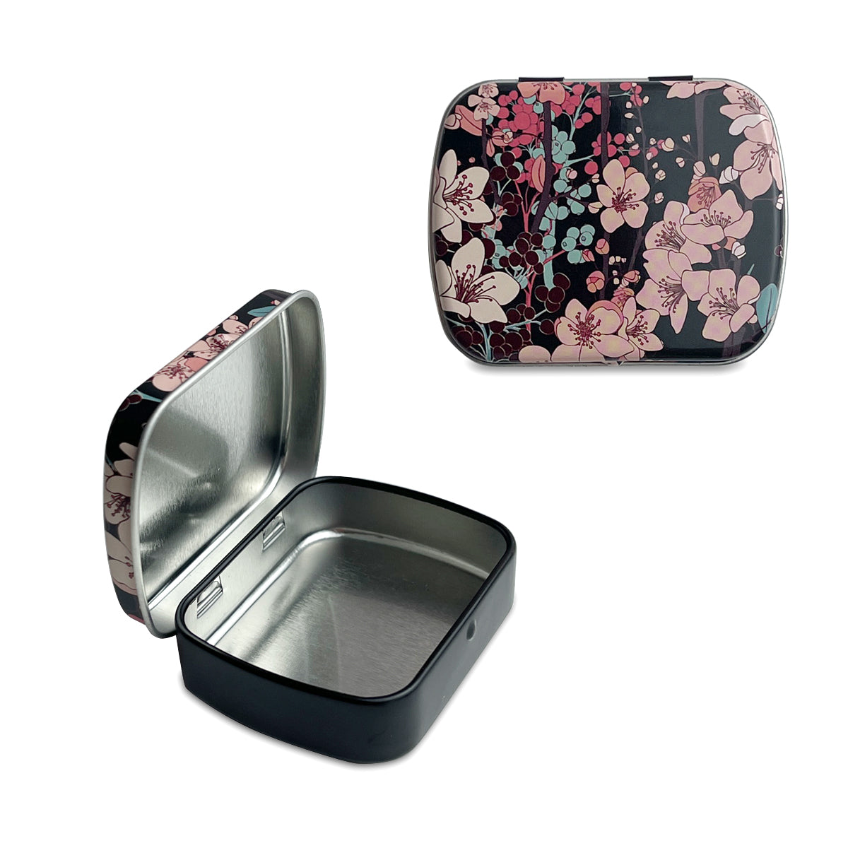 2.3 x 1.9 x 0.6 inches 9 Pcs Small Metal Tin Box Portable Small Container Storage Case With Solid Hinged Top for Drawing Pin Nail Art Bead Earring and Jewelry Craft Organizing