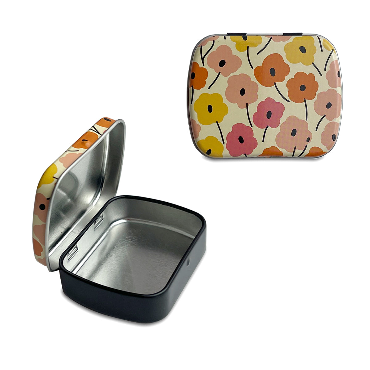 2.3 x 1.9 x 0.6 inches 9 Pcs Small Metal Tin Box Portable Small Container Storage Case With Solid Hinged Top for Drawing Pin Nail Art Bead Earring and Jewelry Craft Organizing