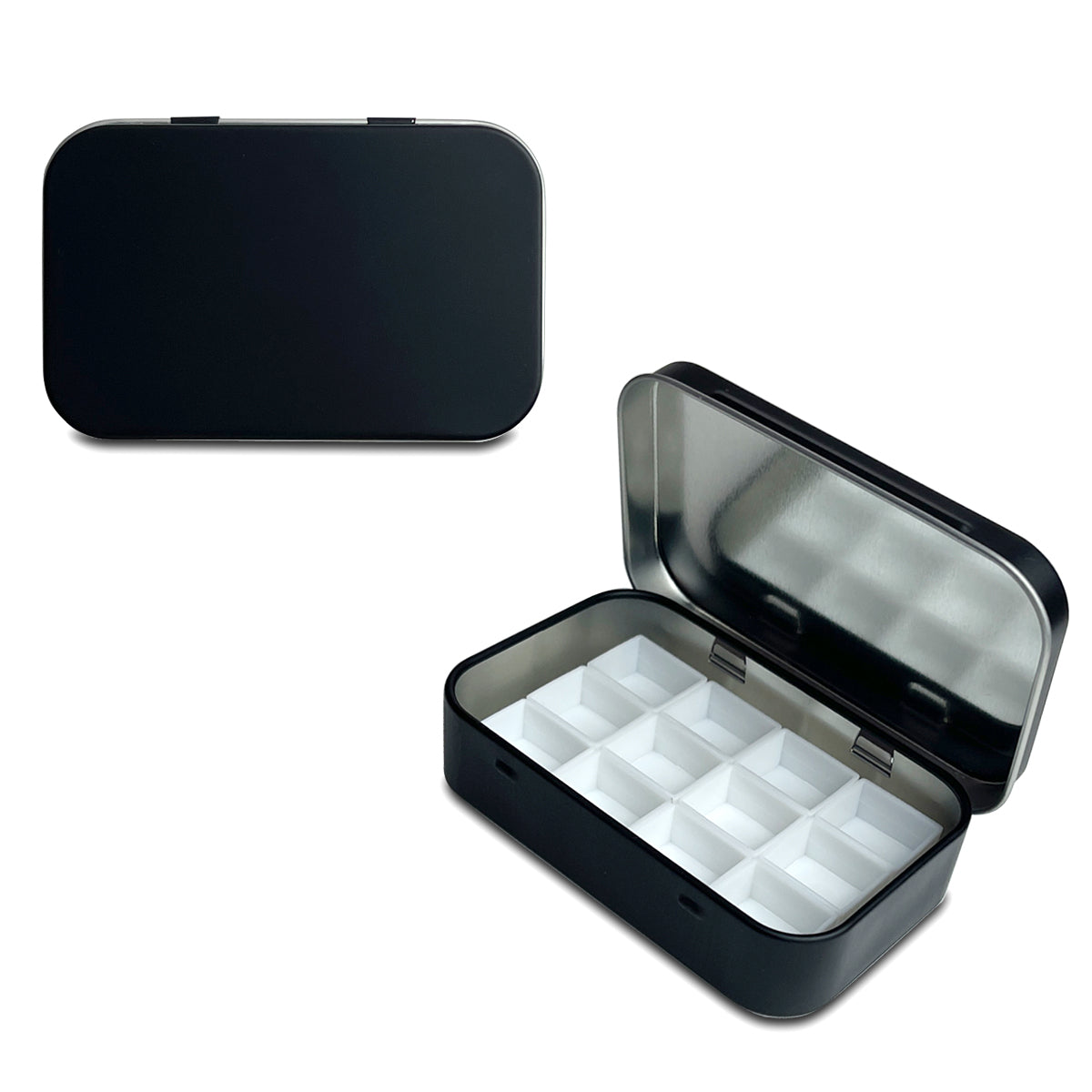 FCLUB Metal Empty Hinged Tins with 12pcs Magnetic Half Pans for DIY Travel Watercolor Painting