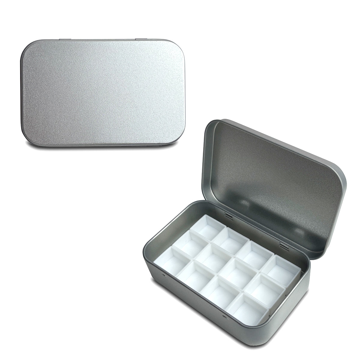 FCLUB Metal Empty Hinged Tins with 12pcs Magnetic Half Pans for DIY Travel Watercolor Painting