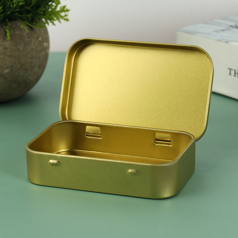 3.75 x 2.37 x 0.8 inches 10 Pcs Metal Hinged Tin Box Container Portable Small Storage Container Kit with Lid for Home Storage