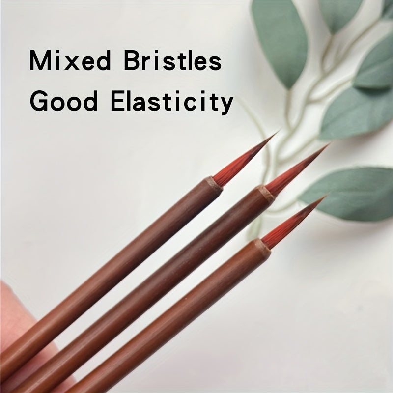 10pcs Small Red Hair Hook Line Brush, Chinese Painting Thin Golden Body Calligraphy Student Small Lettering Pen