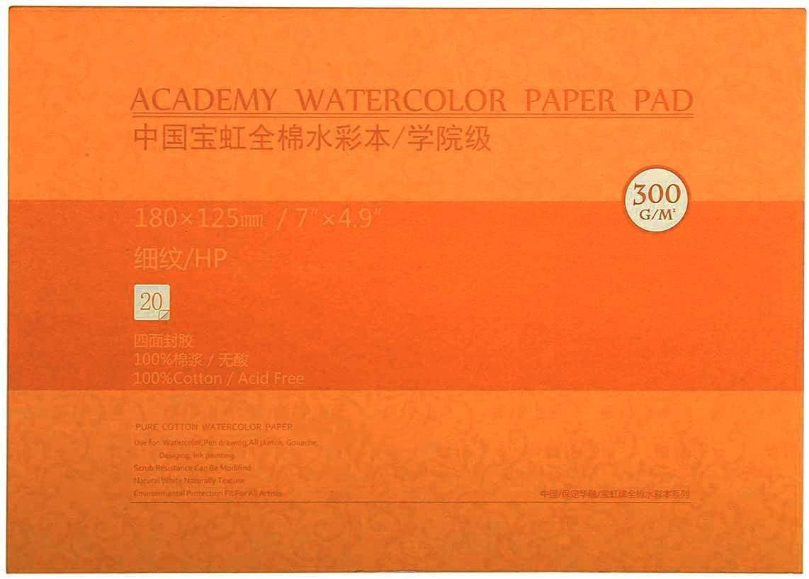 Acadamy 100% Cotton Watercolor Pads – Cold Press, Hot Press & Rough Grain – 140lb/300gsm – 20 Sheets for Painting & Drawing – Acid-Free, Art Paper – Ideal for Artists & Beginners