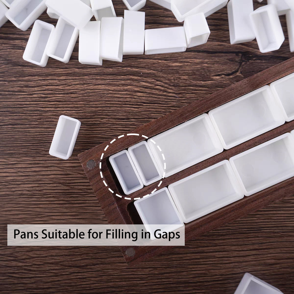 1ml Slim Watercolor Pans – 200pcs White Narrow Plastic Pans for Filling Gaps in Palettes