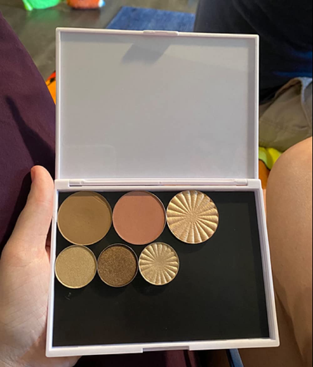 FCLUB Small Watercolor Palette with 55pcs Tiny Metal Pans, Fold Out Mixing Area with Magnet Backings, Watercolor Palette with Lid, Paint Pallet with Lid, Empty Watercolor Palette, Folding Paint Tray