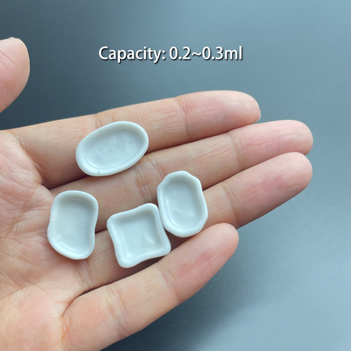 0.2-0.3ML 100Pcs, Mini Ceramic Paint Palette Pan, Small Ceramic Tray Palette for Watercolor Gouache Acrylic Oil Painting