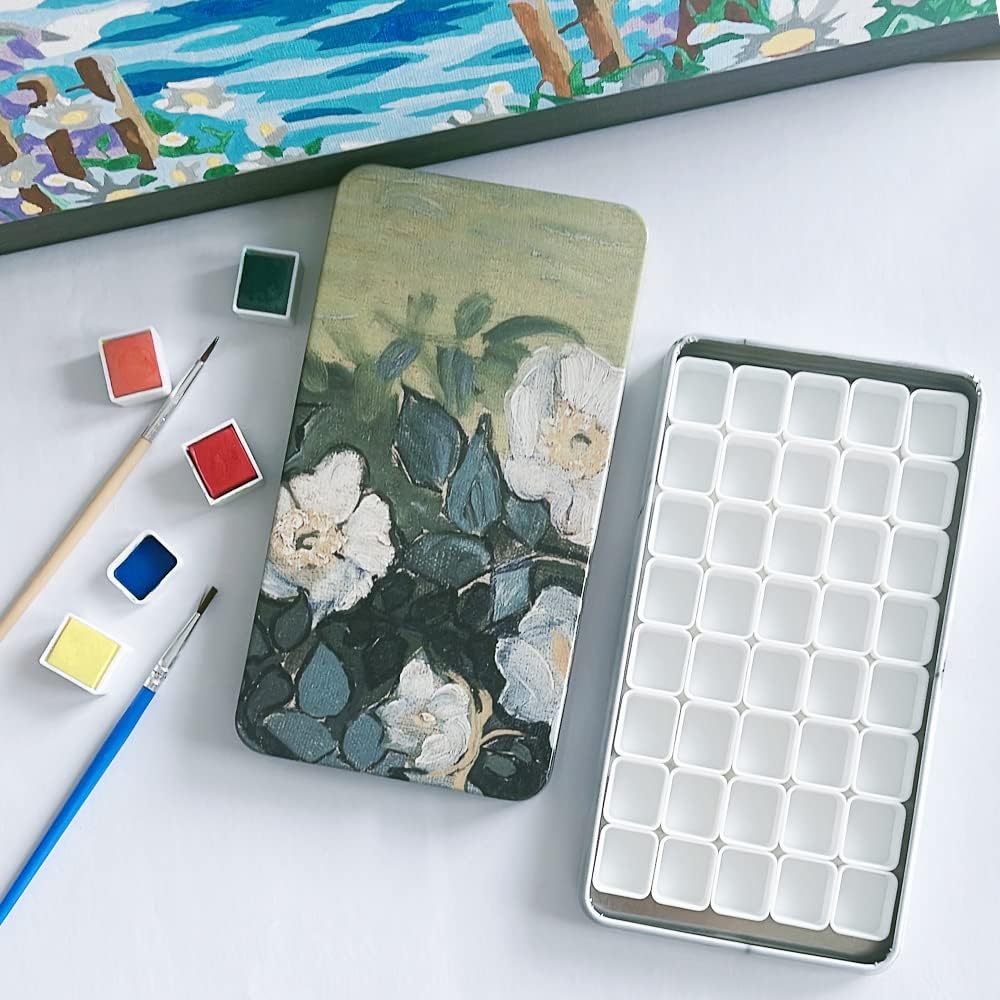 FCLUB Empty Watercolor Palette with Magnetic Pans,Paint Palette, Paint Tray Palettes, Painting Palette