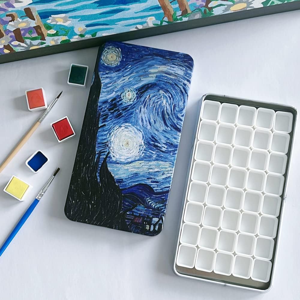 FCLUB Empty Watercolor Palette with Magnetic Pans,Paint Palette, Paint Tray Palettes, Painting Palette