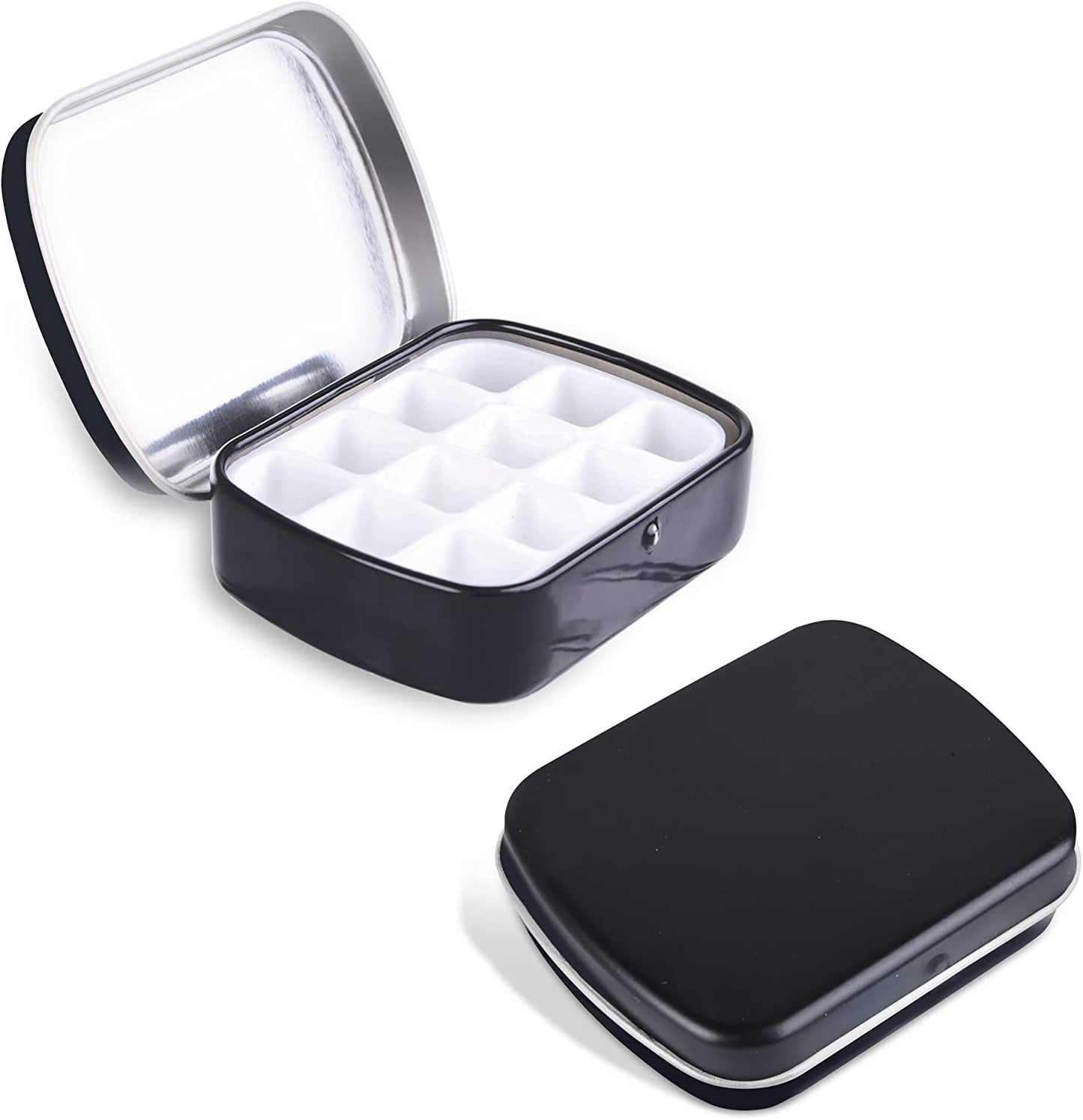 2.23 x1.76 x 0.55 inch 5Pcs 12 Wells Tiny Watercolor Palette, Travel Watercolor Tin, Small Tin Box, Cute Mini Palette Perfect For Travel, Mini Paint Set