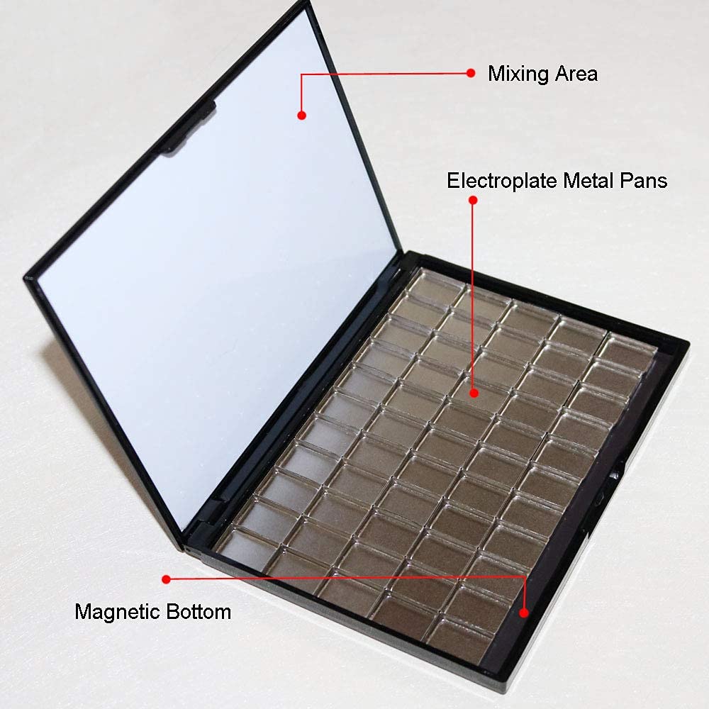 FCLUB Small Watercolor Palette with 55pcs Tiny Metal Pans, Fold Out Mixing Area with Magnet Backings, Watercolor Palette with Lid, Paint Pallet with Lid, Empty Watercolor Palette, Folding Paint Tray