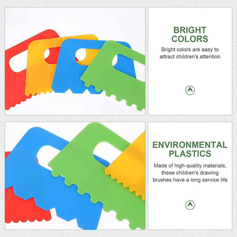 Kids DIY Paint Scraper Set – 2 Sets of 8 EVA Sponge Scrapers for Toddler Painting, Easy-Grip Art Brushes for Preschool & Kindergarten, Creative Early Learning Art Tools