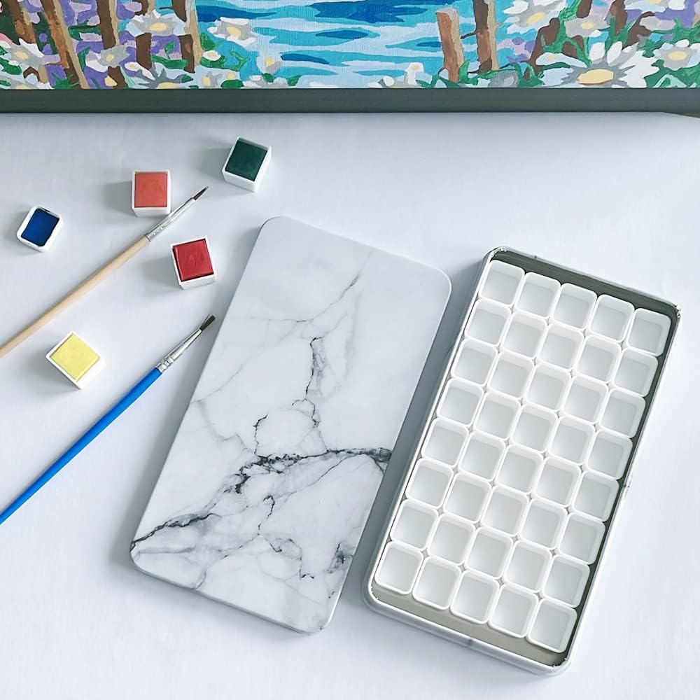 FCLUB Empty Watercolor Palette with Magnetic Pans,Paint Palette, Paint Tray Palettes, Painting Palette