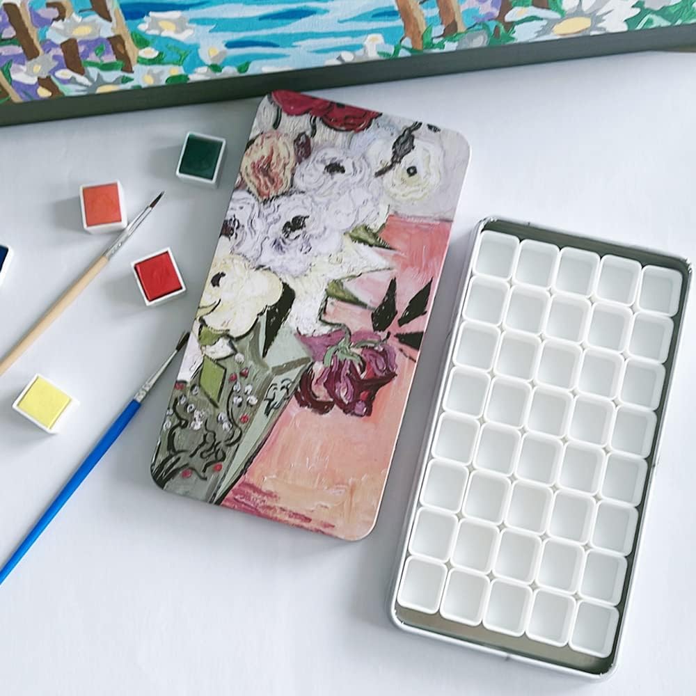 FCLUB Empty Watercolor Palette with Magnetic Pans,Paint Palette, Paint Tray Palettes, Painting Palette
