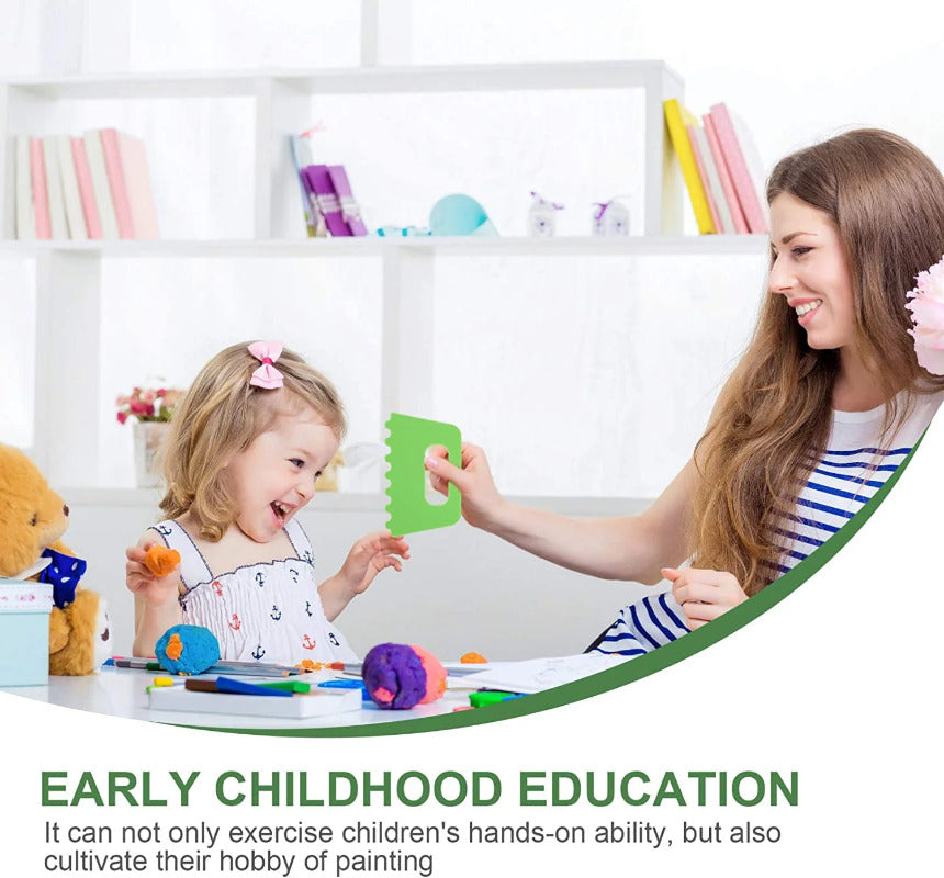 Kids DIY Paint Scraper Set – 2 Sets of 8 EVA Sponge Scrapers for Toddler Painting, Easy-Grip Art Brushes for Preschool & Kindergarten, Creative Early Learning Art Tools