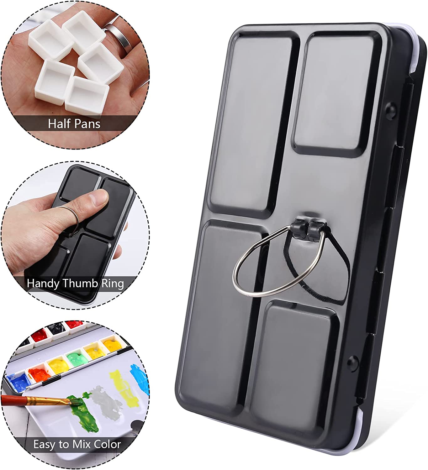 Small Watercolor Tray Palette with 14Pcs Half Pans - Empty Watercolor Palette