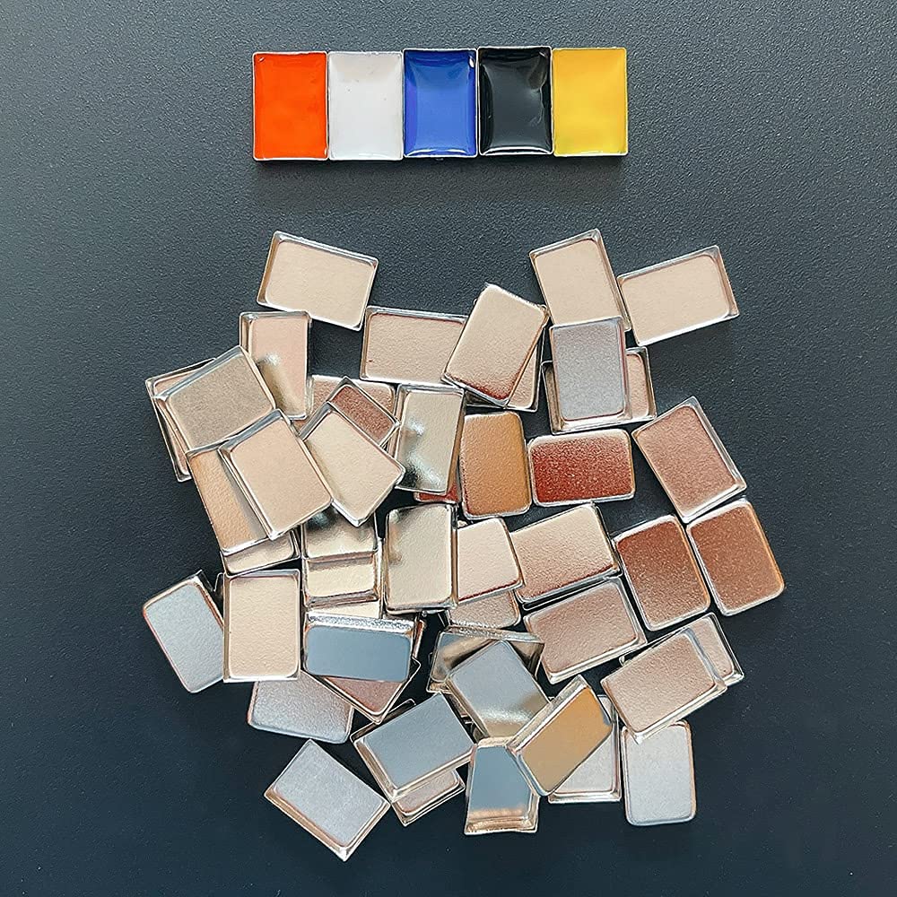 FCLUB Small Watercolor Palette with 55pcs Tiny Metal Pans, Fold Out Mixing Area with Magnet Backings, Watercolor Palette with Lid, Paint Pallet with Lid, Empty Watercolor Palette, Folding Paint Tray