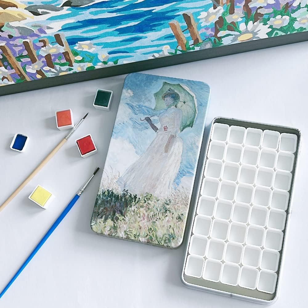 FCLUB Empty Watercolor Palette with Magnetic Pans,Paint Palette, Paint Tray Palettes, Painting Palette