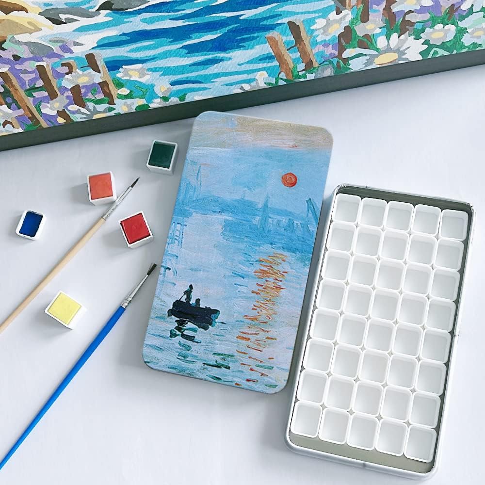 FCLUB Empty Watercolor Palette with Magnetic Pans,Paint Palette, Paint Tray Palettes, Painting Palette