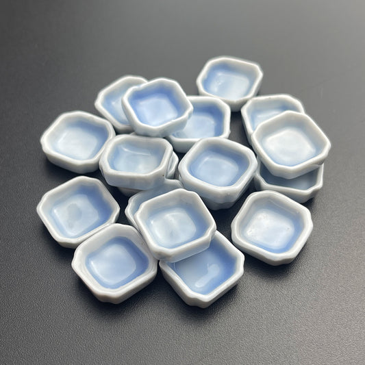 0.4ML 50Pcs/100Pcs Blue Glazed Porcelain Pans – Artisan Ceramic Mixing Dishes for Watercolor, Gouache, Ink & Handmade Colors – Reusable Mixing Cups for Custom Palettes