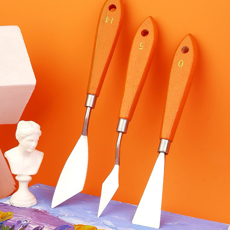 Palette Knife Set for Painting – 3PCS Stainless Steel Spatula Knives for Oil, Acrylic, and Gouache, Artist Painting Tools for Mixing & Texture Art